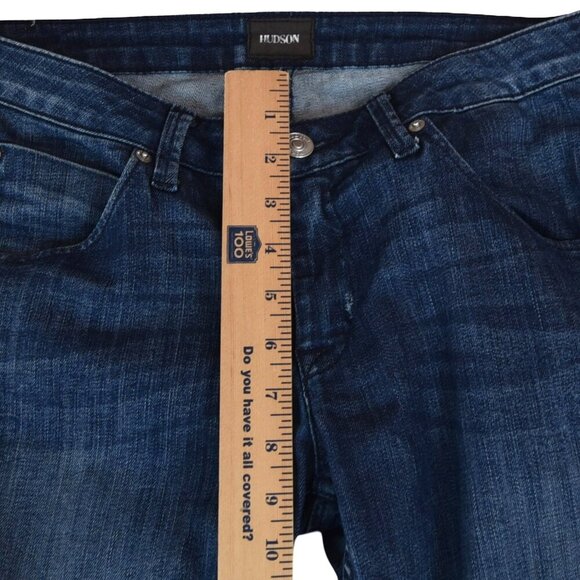 Bacara Crop Straight Cuffed Jeans Size 28 Dark Wash Distressed Hem Casual Denim - Picture 8 of 10